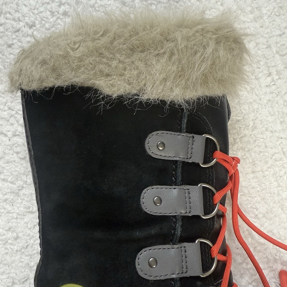 Sorel Joan of Artic Waterproof Boots Orange Black Faux Fur‎ size 5 Youth/ 7 WMN - Picture 8 of 12